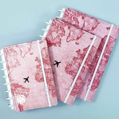 Caderno Inteligente A5 16 x 22 cm By Gogase Mapa Mundi