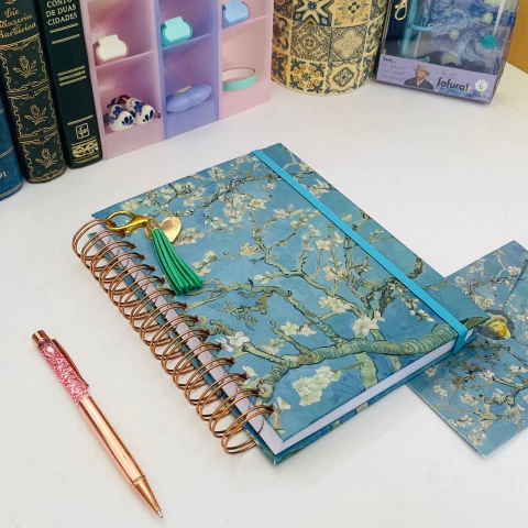 Caderno Wire-o Reposicionavel - Van Gogh Amendoeira em Flor Tamanho:A5 (21 x 14,8cm)