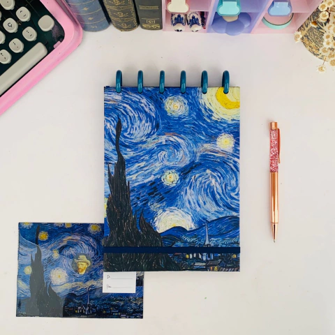 Bloco de Disco Van Gogh Noite Estrelada Tamanho A5 com 40 Folhas Brancas Offset 180 gramas