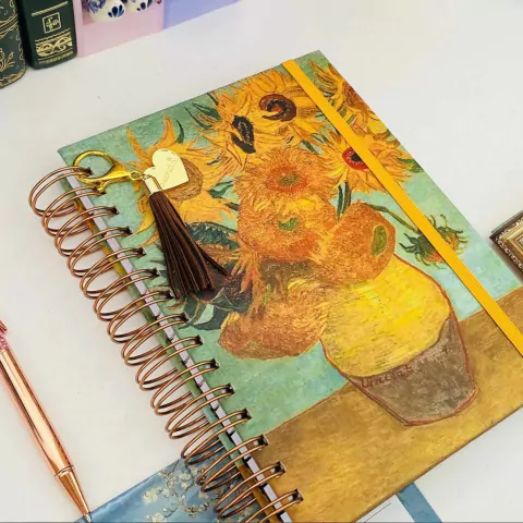 Caderno Wire-o Reposicionavel Van Gogh Girassois Tamanho:A5 (21 x 14,8cm)