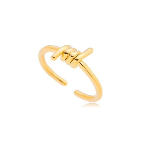 Anel Arame Farpado Ajustável Dourado 18k Ou Prateado 925