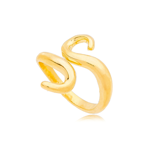 Anel Cobra Liso Ajustável Dourado 18k Ou Prateado 925