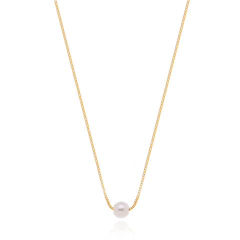 Colar Com Pérola P Dourado 18k Ou Prateado 925