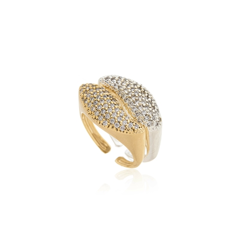 Kit Anéis Yin Yang Cravejado Ajustável Dourado 18k Ou Prateado 925 - comprar online