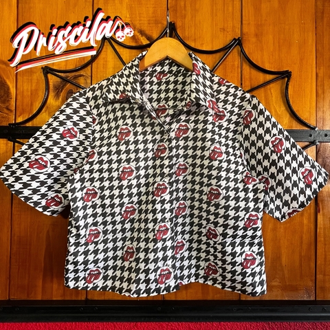 CAMISA CROP DAMA PIED DE POULE STONED
