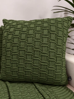 Capa de Almofada em Tricot Diamond Verde Militar - comprar online