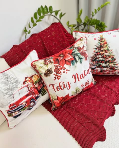 Kit 3 capas de Almofadas Natalina em Veludo com Cordone Vermelho - comprar online