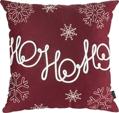 Capa de Almofada Natal Ho Ho Ho Bordo com Bordado