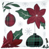 Capa de Almofada Natal em Veludo Flores Bordo e Verde