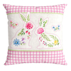 Capa de Almofada Páscoa Coelhos Patchwork em Veludo Luxo Rosa