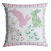 Capa de Almofada Coelhos Patchwork em Veludo Luxo Rosa e Verde