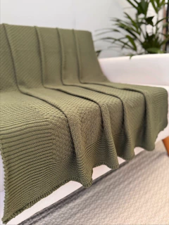 Manta em Tricot Mattone Verde Oliva 1.80x0.90 - loja online