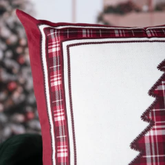 Capa de Almofada Árvore de Natal Xadrez em Veludo vermelho 50x50 na internet