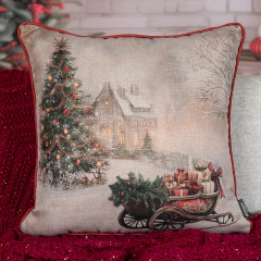 Kit 3 Capas de Almofadas Natal Linho Rústico com Cordão Vermelho - loja online