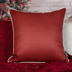 Kit 3 Capas de Almofadas Natal Linho Rústico com Cordão Vermelho - Le Fran Home Decor 