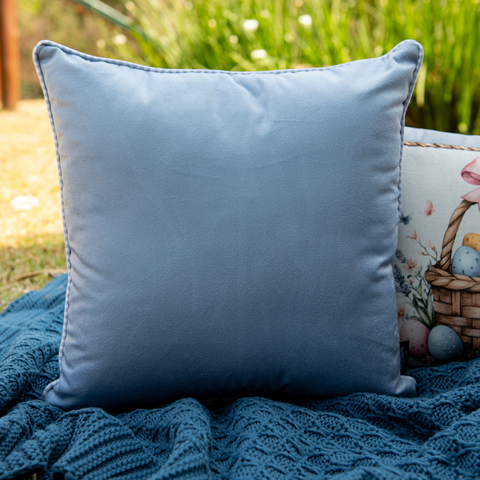 Capa de Almofada Azul com Cordone Xadrez em Suede - comprar online