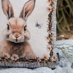 Capa de Almofada Coelho Flores e Borboleta Azul Vintage na internet