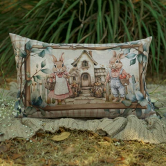 Capa de Almofada Retangular Casal de Coelhos Vintage - comprar online