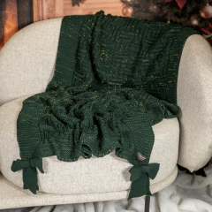 Manta em Tricot Natalina com Laço Verde e Fios Dourados 1.80x0.90 - comprar online