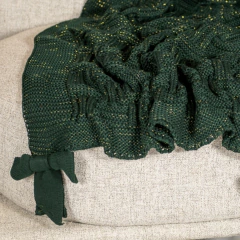 Manta em Tricot Natalina com Laço Verde e Fios Dourados 1.80x0.90 na internet
