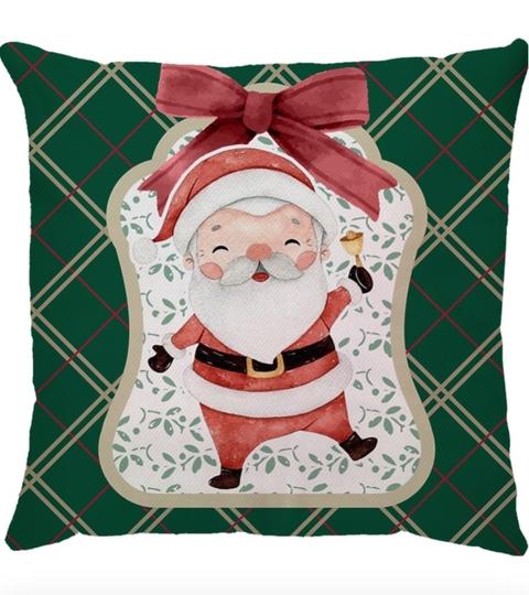 Capa de Almofada Natal Papai Noel Verde