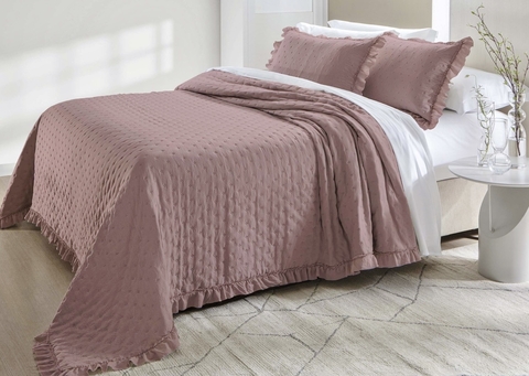 Kit Colcha Celine Queen 200 fios 3 peças com Babado Rose - comprar online