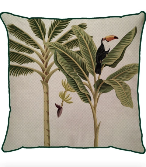 Capa de Almofada em Linho Grande com Cordão Tucano