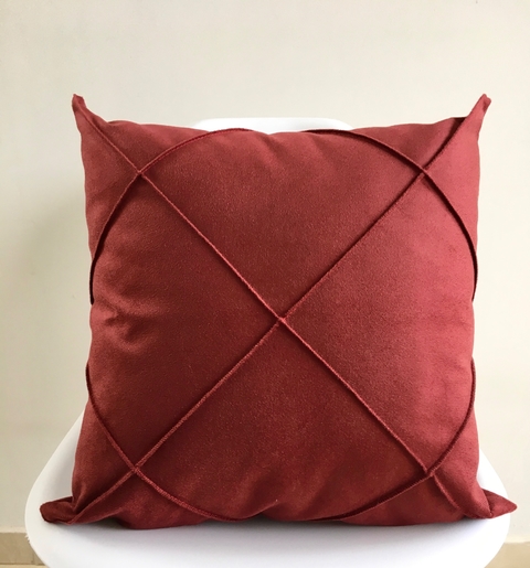 Capa de Almofada Drapeada Veludo Bordo