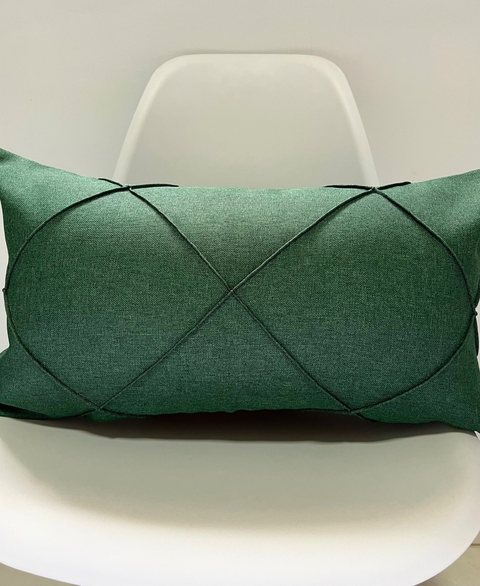 Capa de Almofada Retangular Drapeada Linho Verde