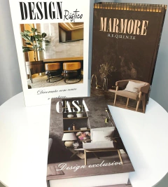 Kit 3 Caixa Livro Decorativo Porta Objetos Design Rústico Mármore - loja online