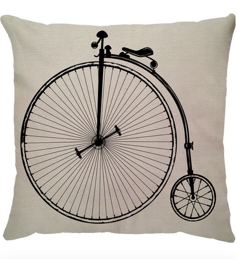 Capa de Almofada em Linho Bicicleta Preta