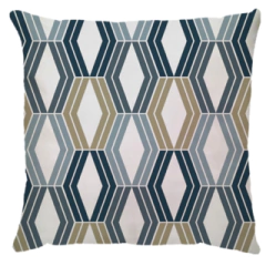 Capa de Almofada Neo Losango Azul e Bege