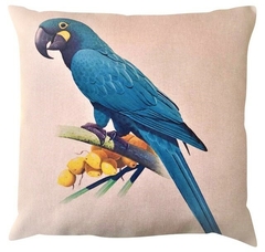 Capa de Almofada Linho Arara Azul