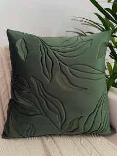 Capa de Almofada Bordada 3D Folhas Verde Concept Luxo - comprar online