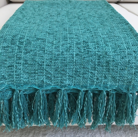 Manta em Chenille Turquesa