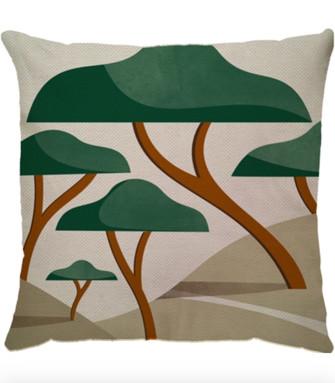 Capa de Almofada em Linho Tarsila Verde e Terracota