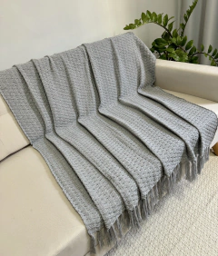 Manta em Algodão Colmeia Cinza Prata - comprar online