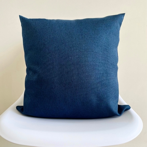 Capa de Almofada em Linho Lisa Azul Marinho