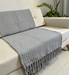 Manta em Algodão Colmeia Cinza Prata na internet