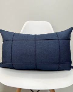 Capa Retangular Drapeada Grid em Linho Azul Marinho - comprar online
