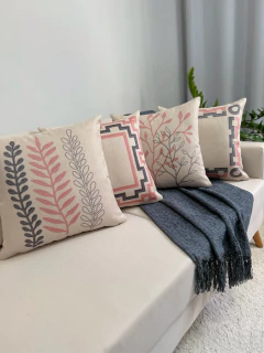 kit 4 Capas de Almofadas Linho Broderie Rose e Grafite na internet