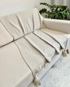 Manta em Tricot Link com Tassel Natural (bege) 1.80x0.90 - comprar online