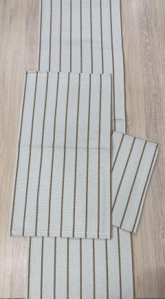 Jogo de Tapetes Listrado 3 Peças em Algodão Cru e Caramelo - comprar online