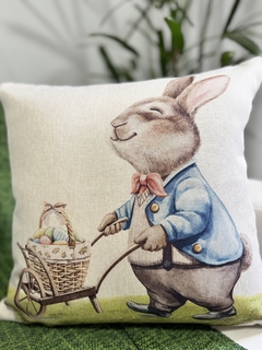 Kit 3 Capas de Almofadas Linho Coelhos Cesta de Ovos - loja online