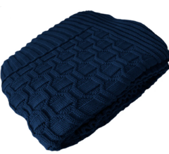 Manta em Tricot Diamond Azul Marinho 1.80x0.90