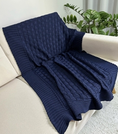 Manta em Tricot Diamond Azul Marinho 1.80x0.90 - comprar online