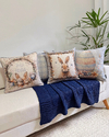 Kit 4 Capas de Almofada Coelho Flores Azul Vintage - comprar online