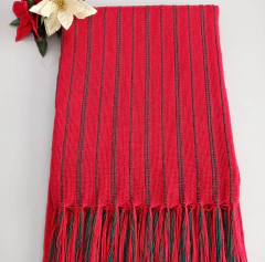 Manta Decorativa de Algodão Vermelha e verde