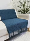 Manta Decorativa de Algodão Azul Petróleo - comprar online