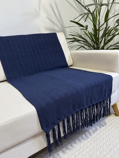 Manta Decorativa de Algodão Azul Marinho - comprar online